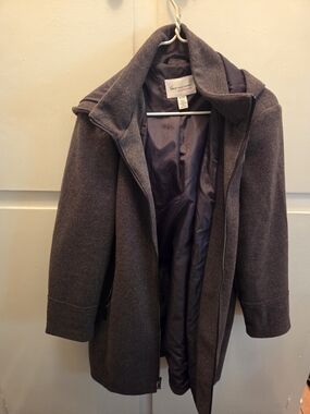 Two by Vince Camuto Dark Gray Wool Blend Trench Coat